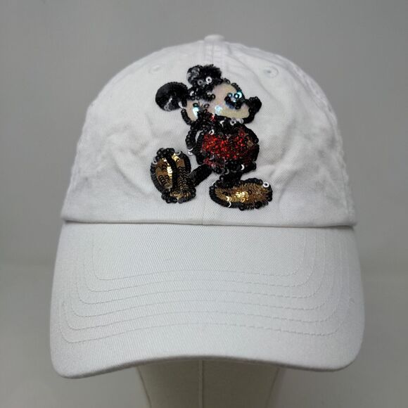 Disney Parks Men's Mickey Mouse Hat White Size Adult Strapback Shiny Official - Picture 2 of 11